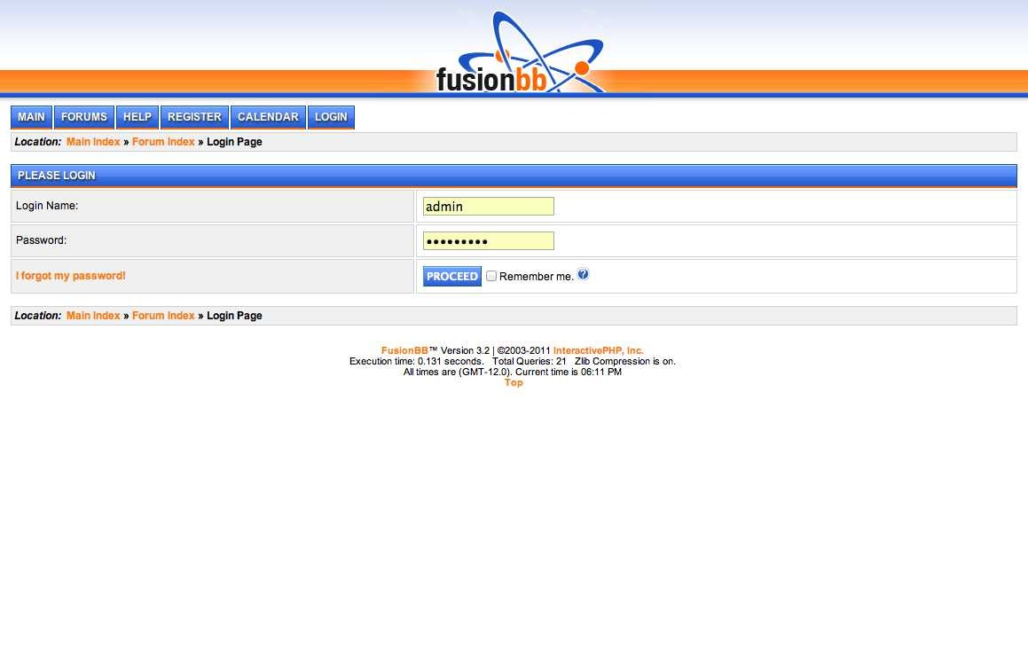 FusionBB - Login Page